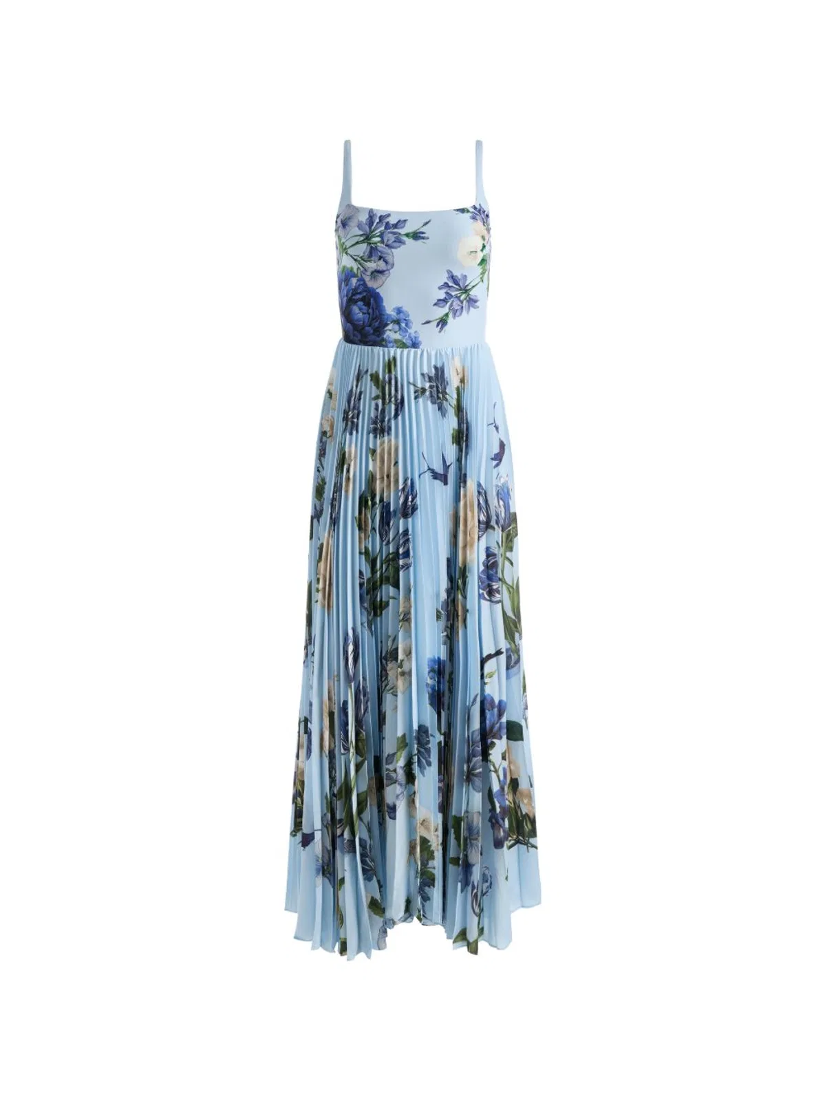 Floral Sleeveless Pleated Dress