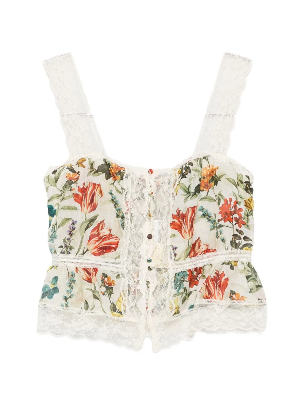 Cotton And Silk Blend Printed Top
