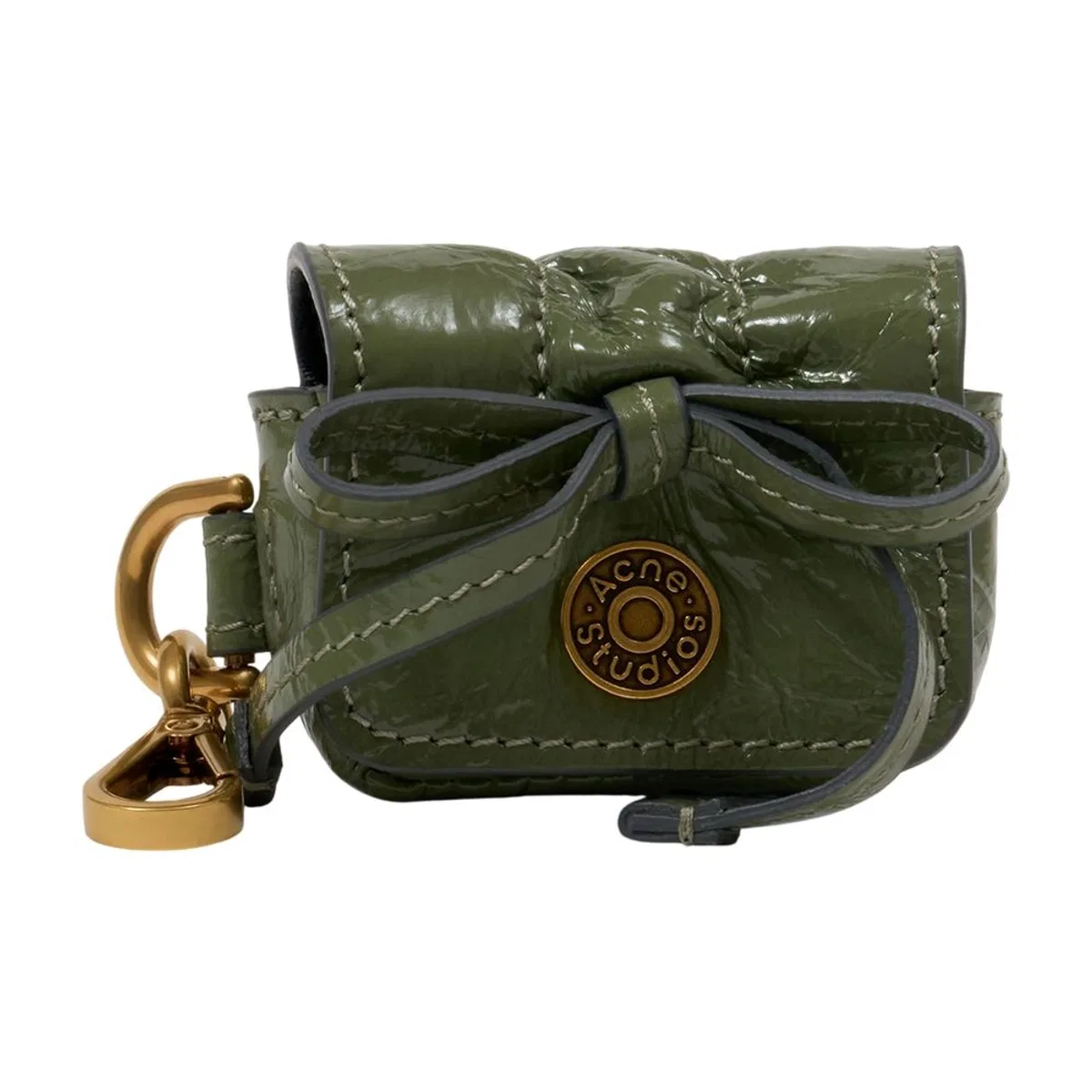 Acne Studios Multipocket Crinkled Patent Purse In Brown