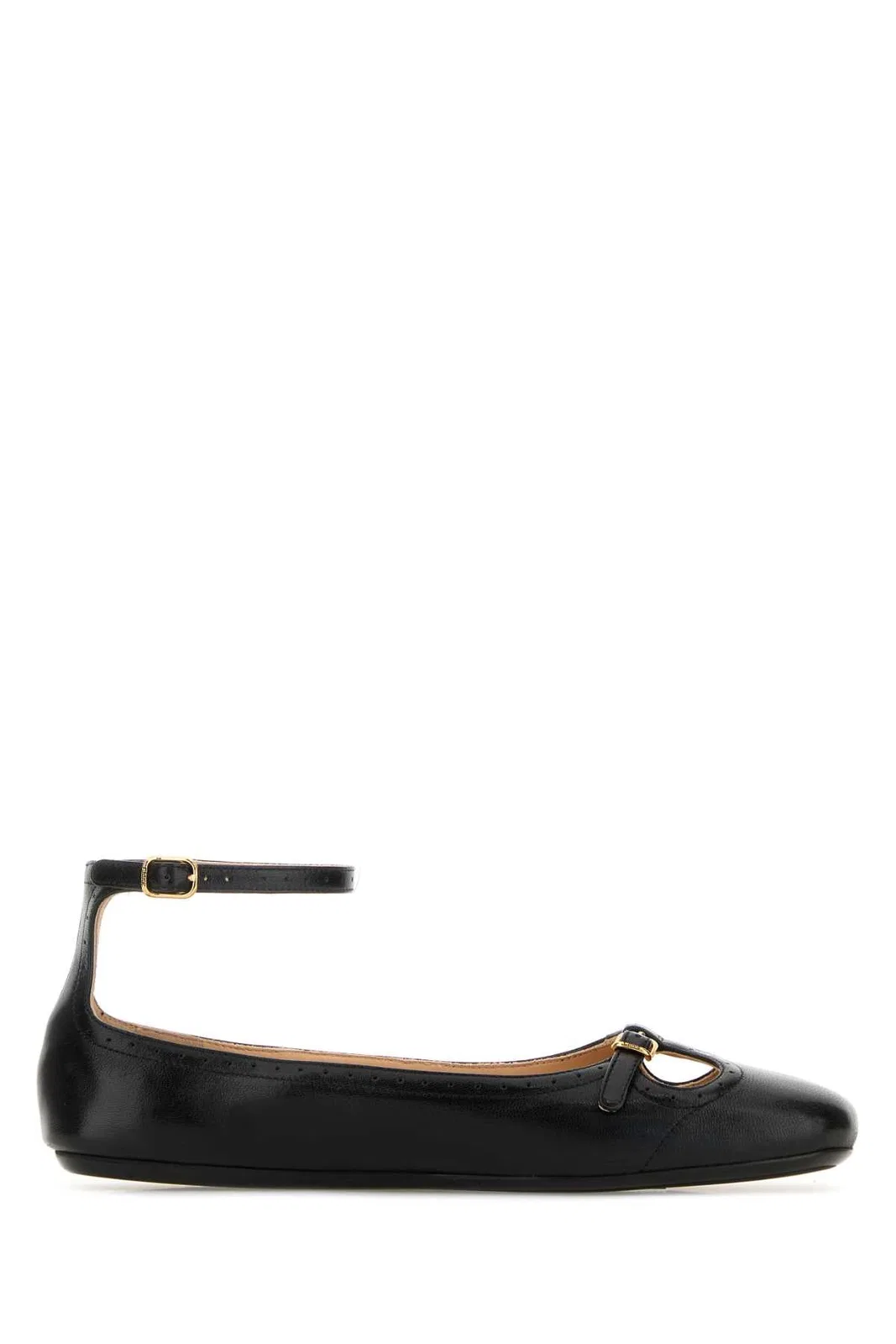 Black Leather Misty Ballerinas
