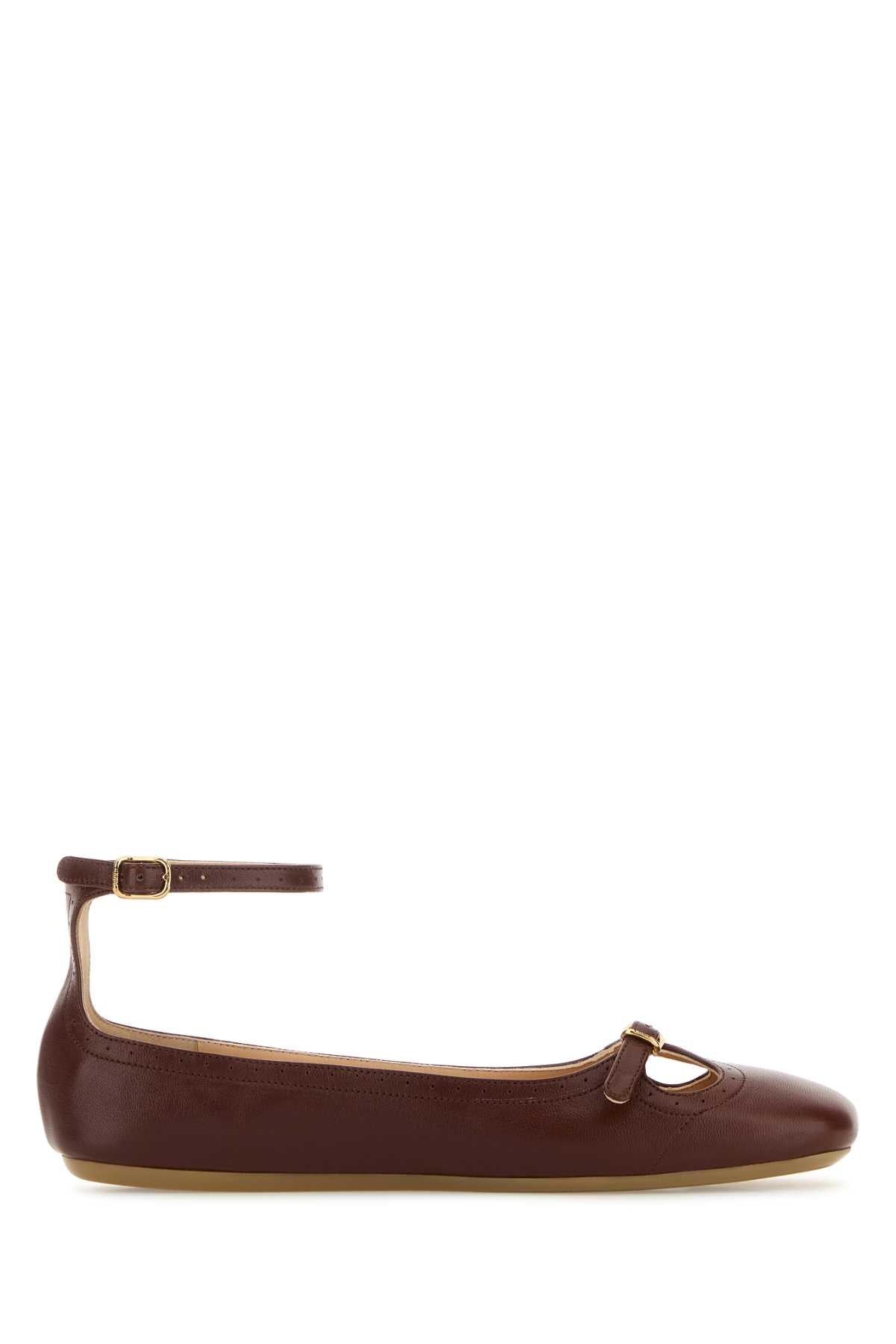 Brown Leather Misty Ballerinas