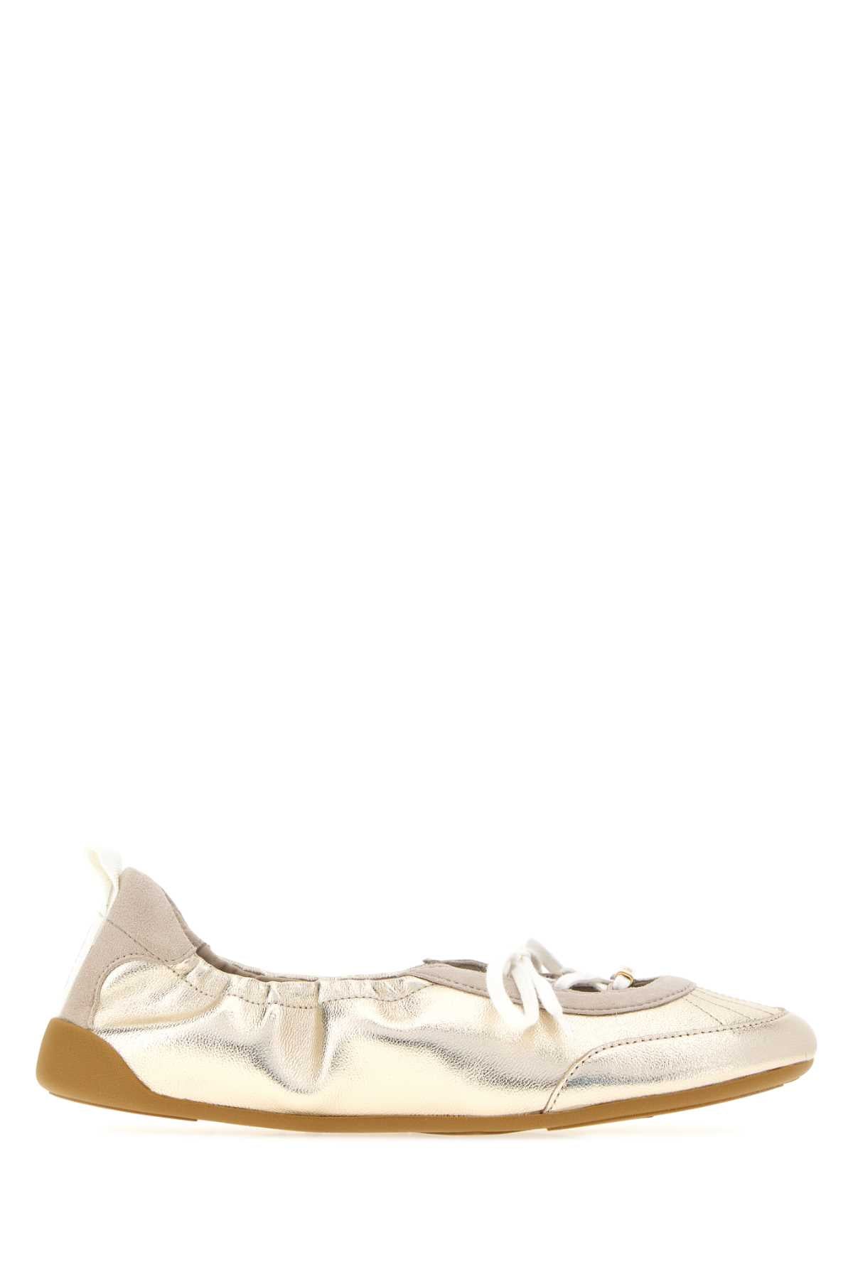 Gold Leather Chloã© Kick Ballerinas