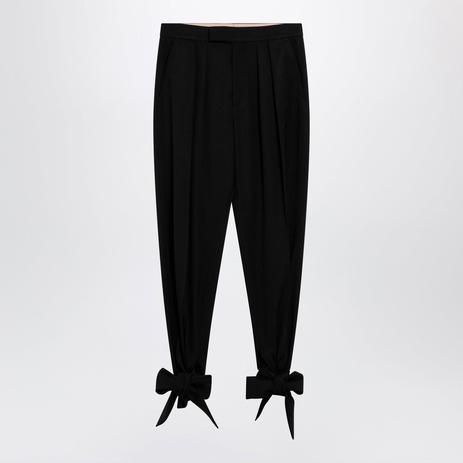 Black Pleated Fluid Crêpe De Chine Trousers