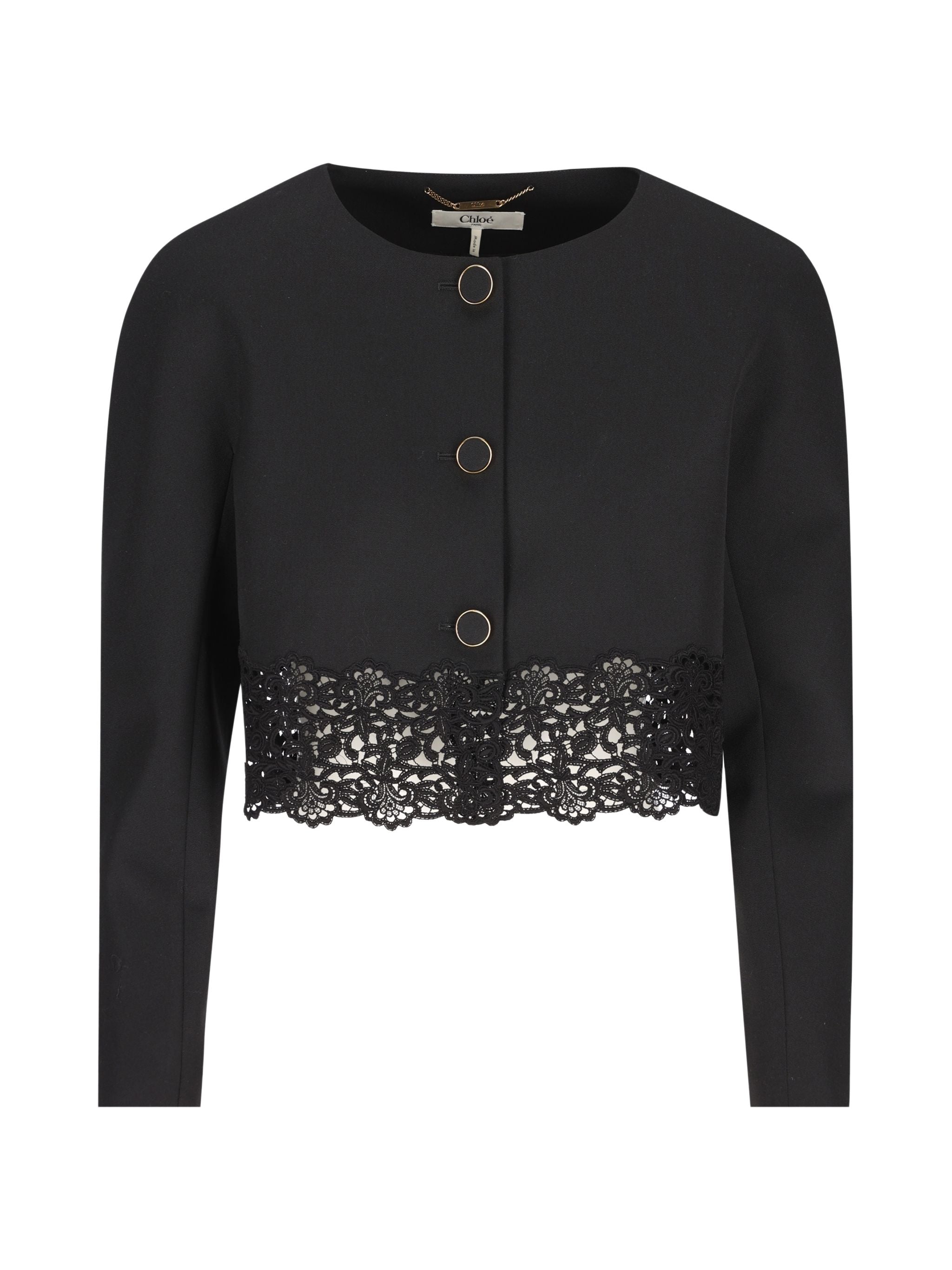 Lace-Trim Cropped Cardigan