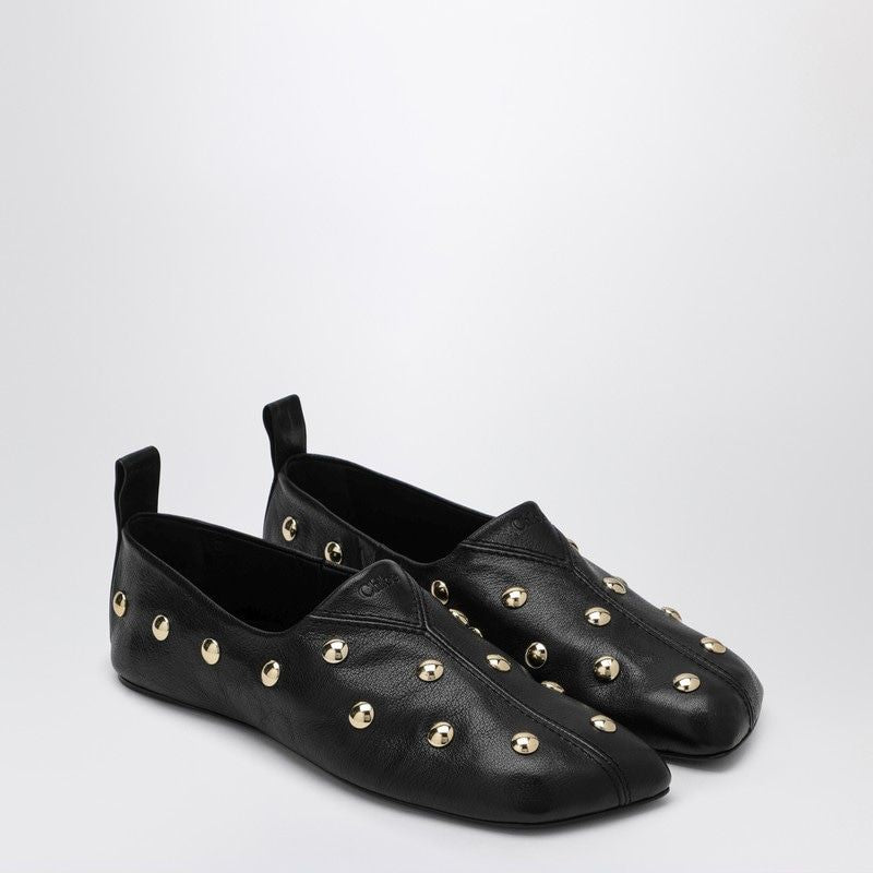 Black Rita Ballerinas In Studded Leather