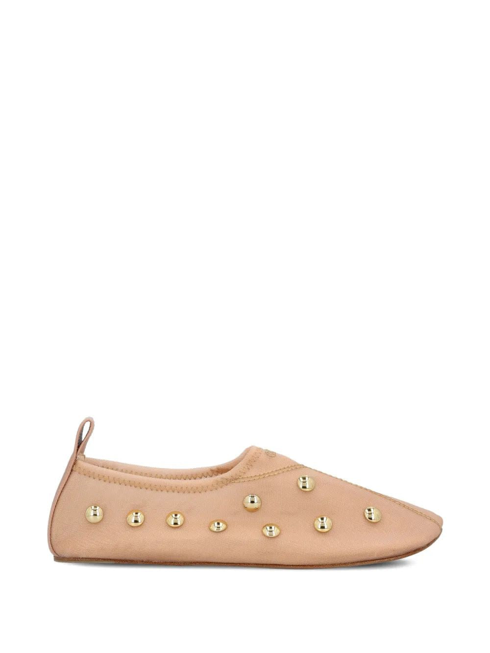 Rita Blushy Beige Ballet Flats In Transparent Mesh
