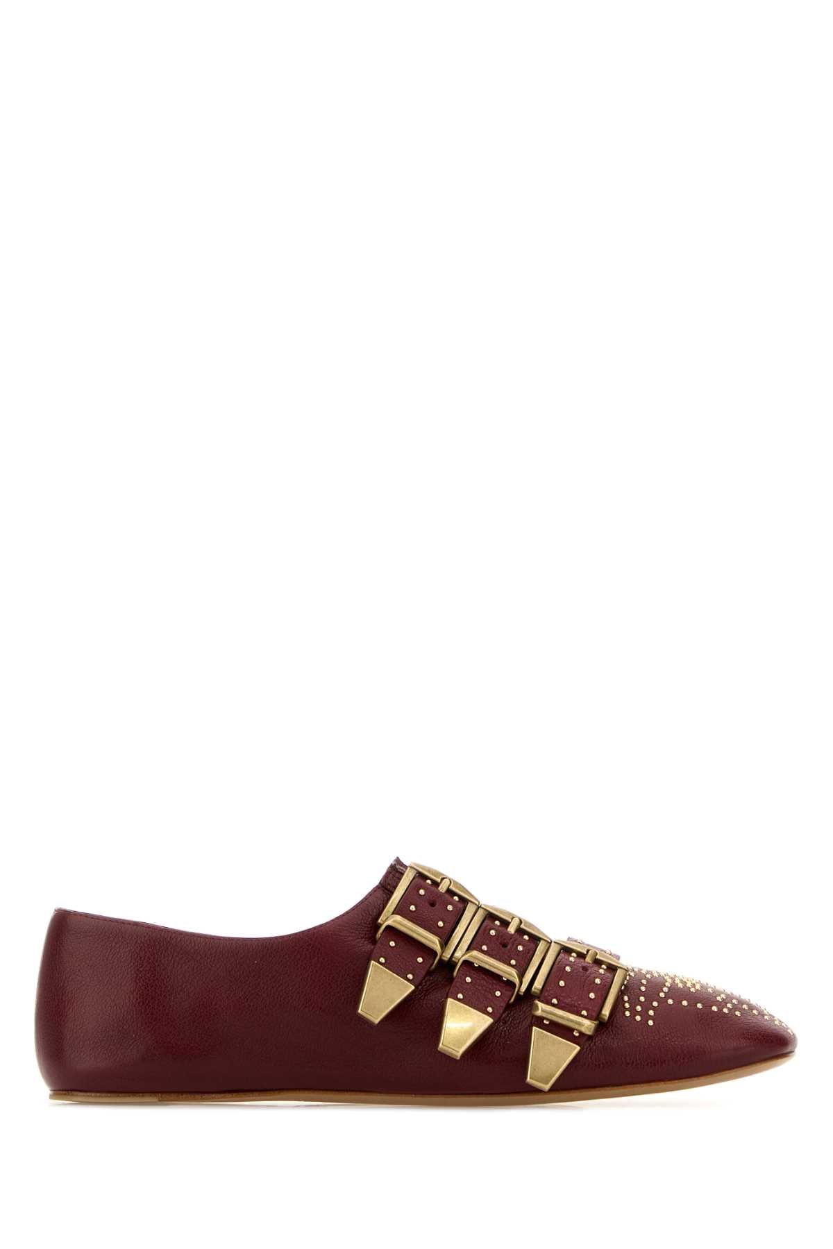 Burgundy Leather Susan Ballerinas