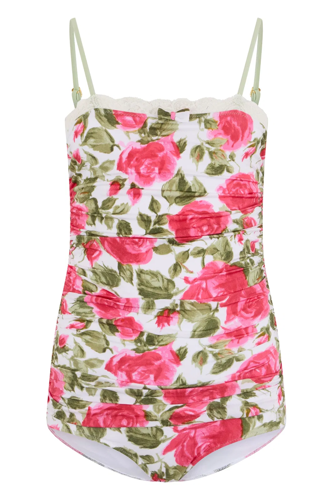 Rose Print Ruched Swimsuit