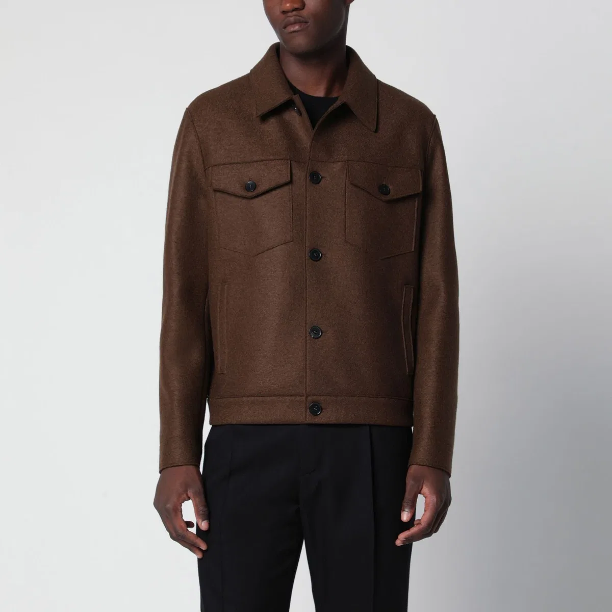 Brown Wool Overshirt Jacket