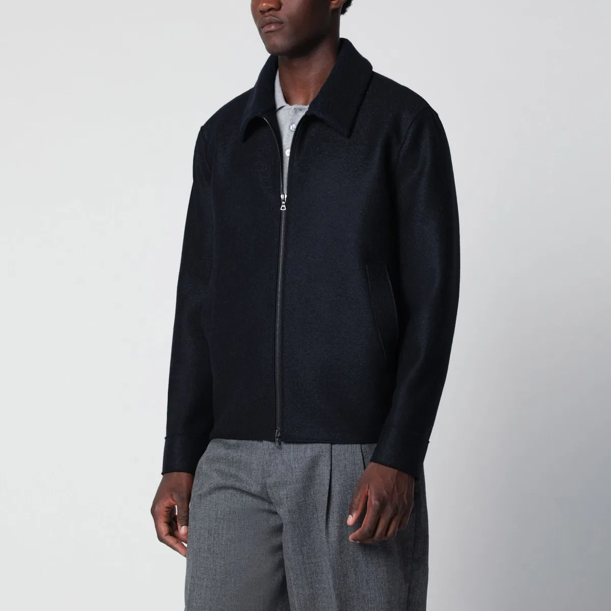 Navy Wool Zipup Jacket