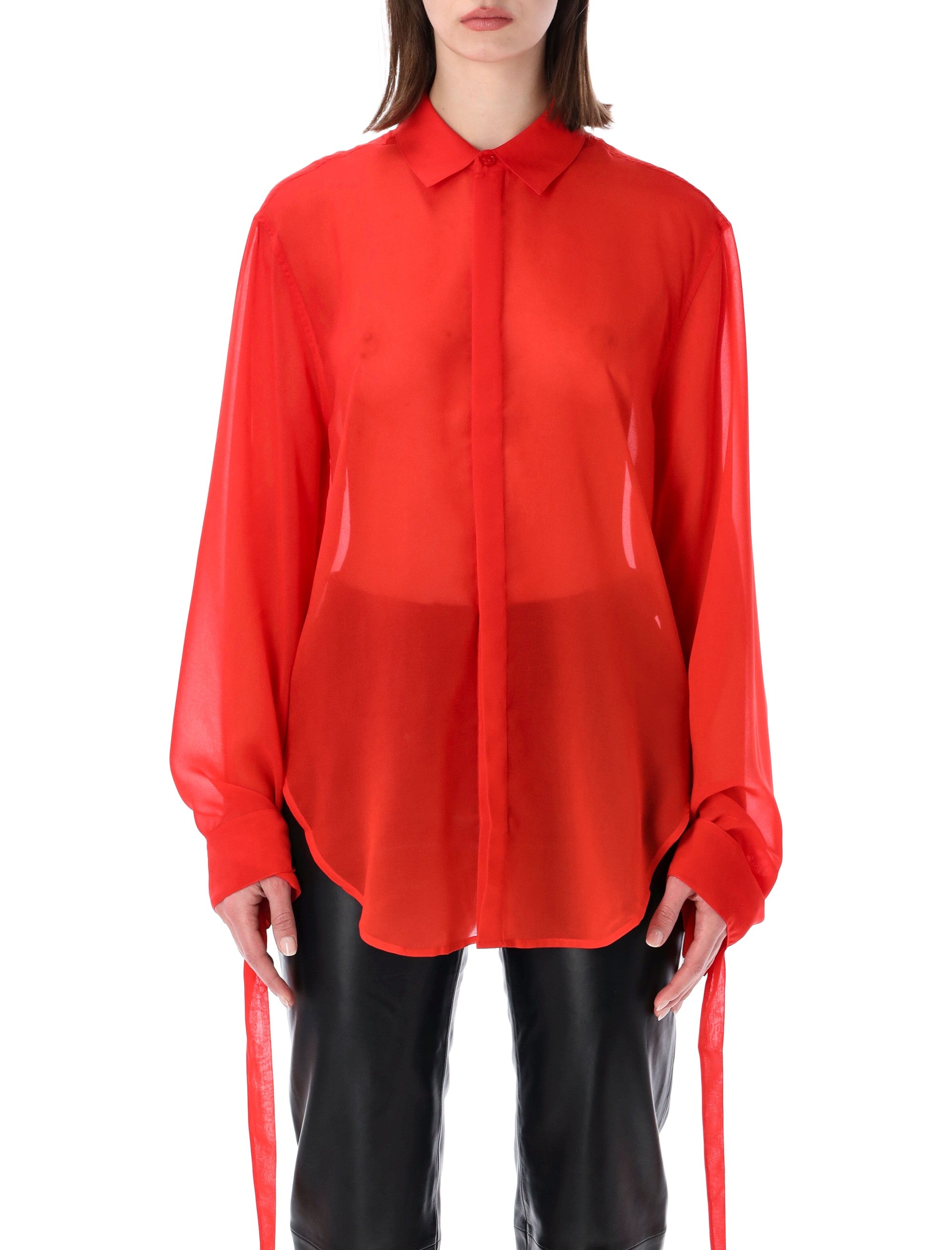 Verlin Sheer Chiffon Tie Cuff Shirt