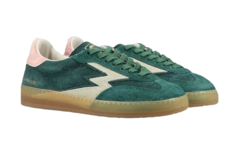 Green Suede Lace-Up Sneakers