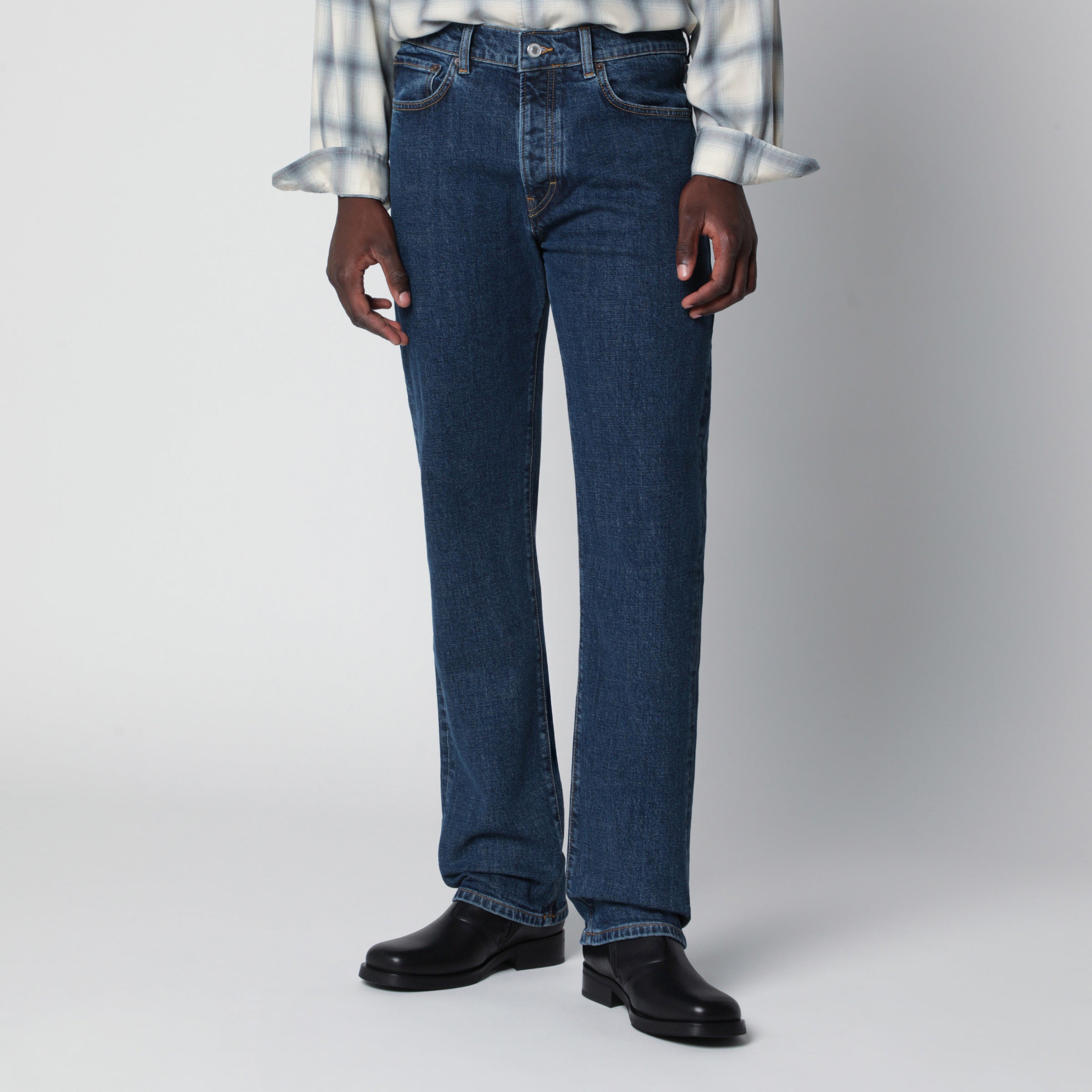 Dark Blue Vintage-Effect Casual Jeans