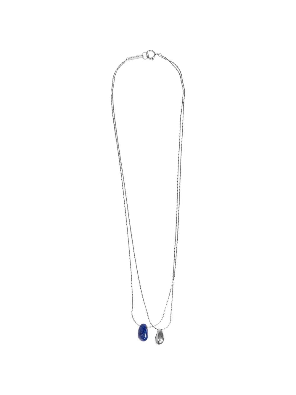 Navy Silver Brass Necklace