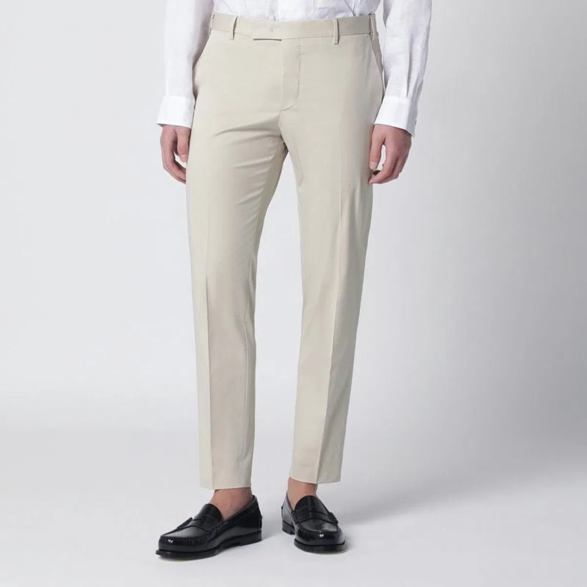 Beige Slimfit Cottonblend Trousers