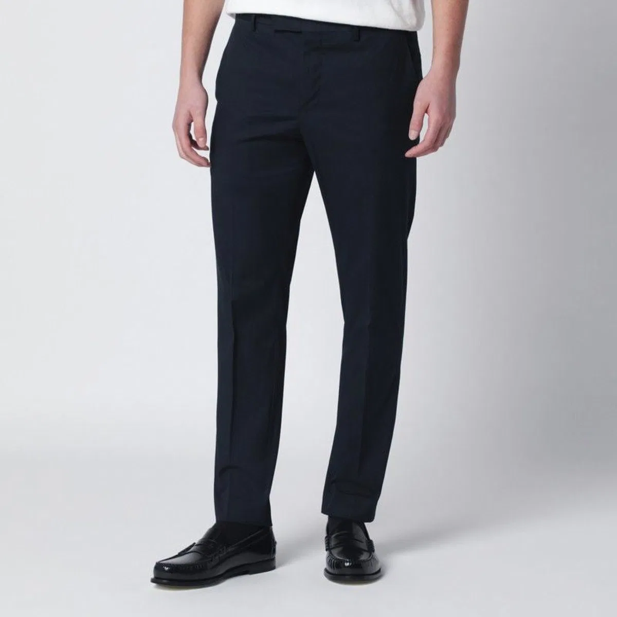 Blue Slimfit Cottonblend Trousers