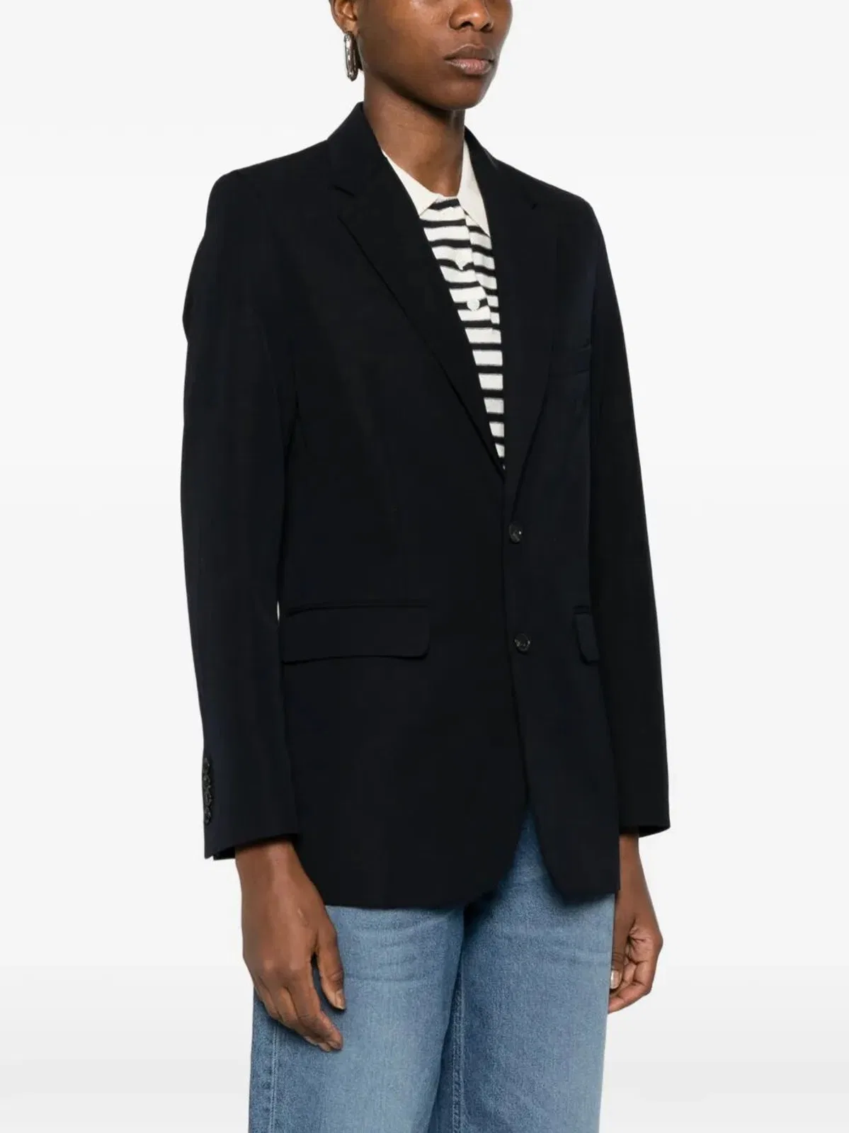 A.p.c. Wool Blend Single Breasted Tailored Blazer In Blue