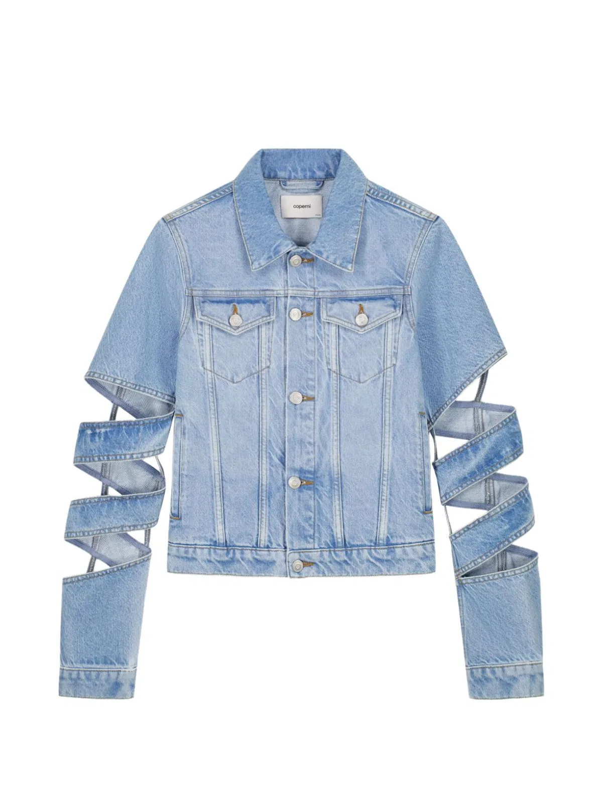 Coperni Blue Cut-out Details Classic Collar Jacket In Light Blue