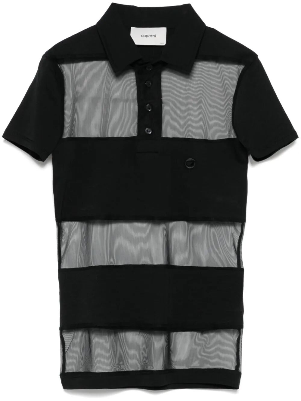 "Striped Sheer" Polo Top