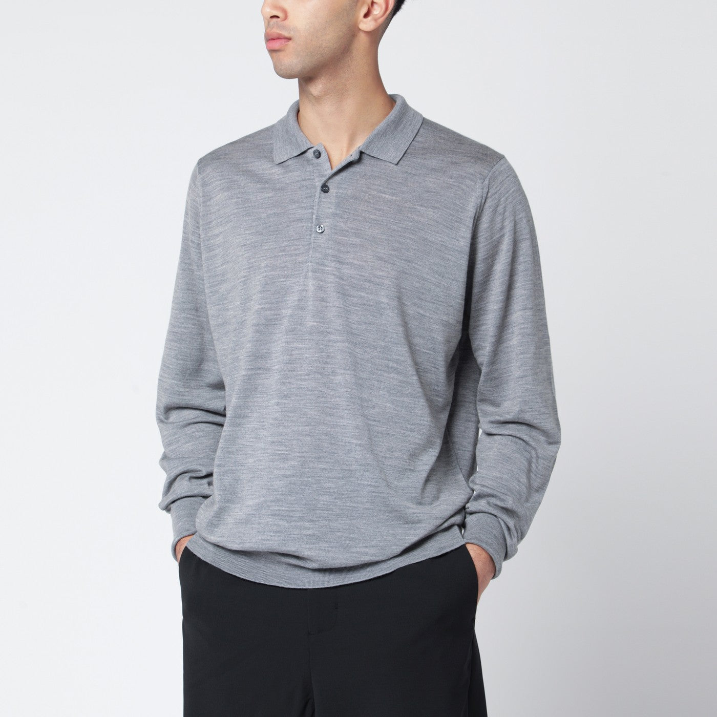 Light Grey Wool Polo Shirt