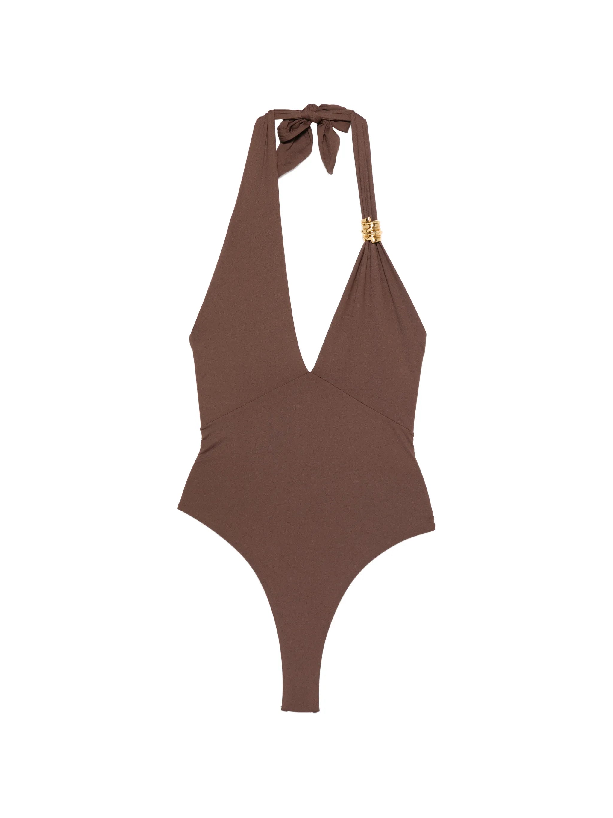 Cocoa Swimsuit With Gold Detail