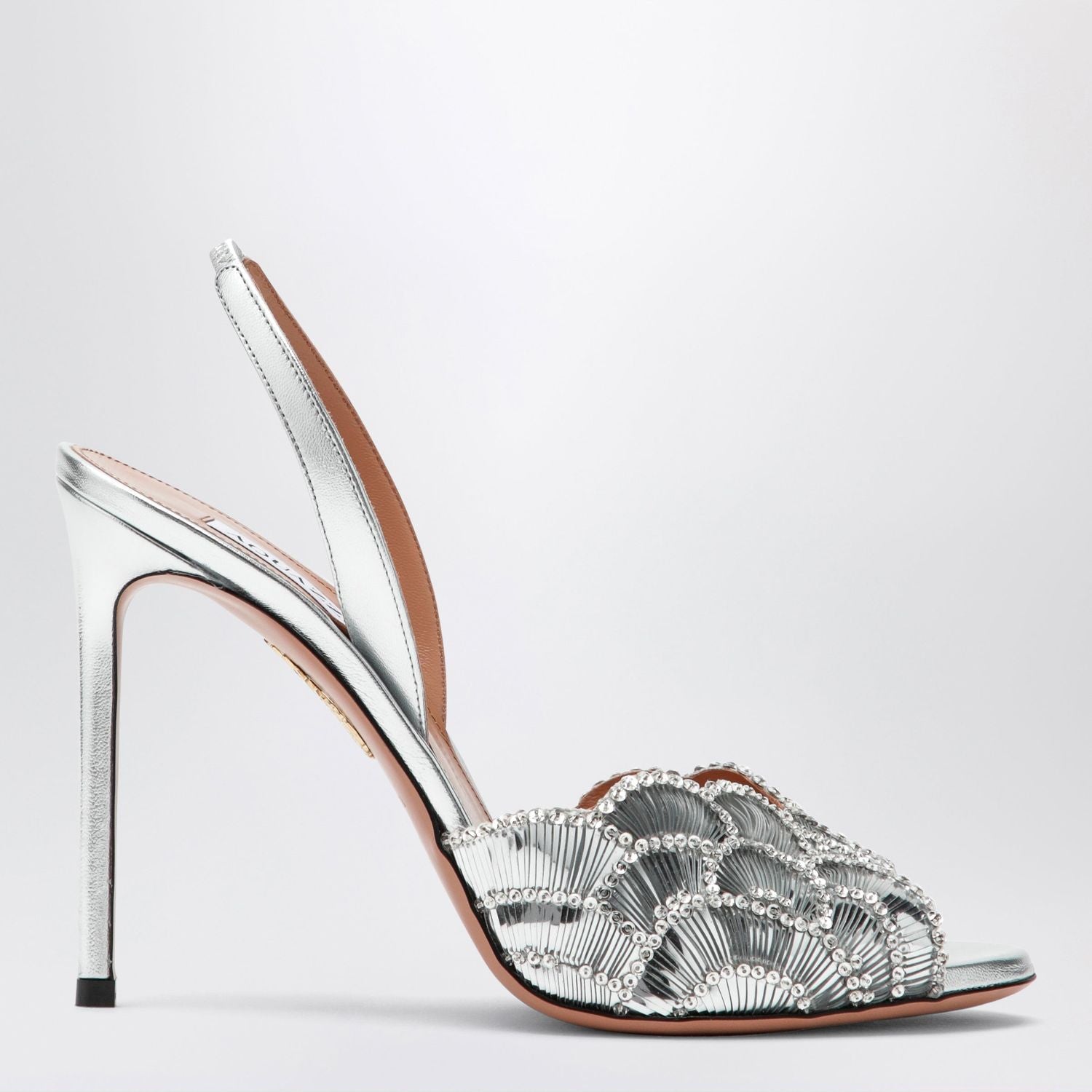 Ce Soir Silver Sandals In Nappa Leather