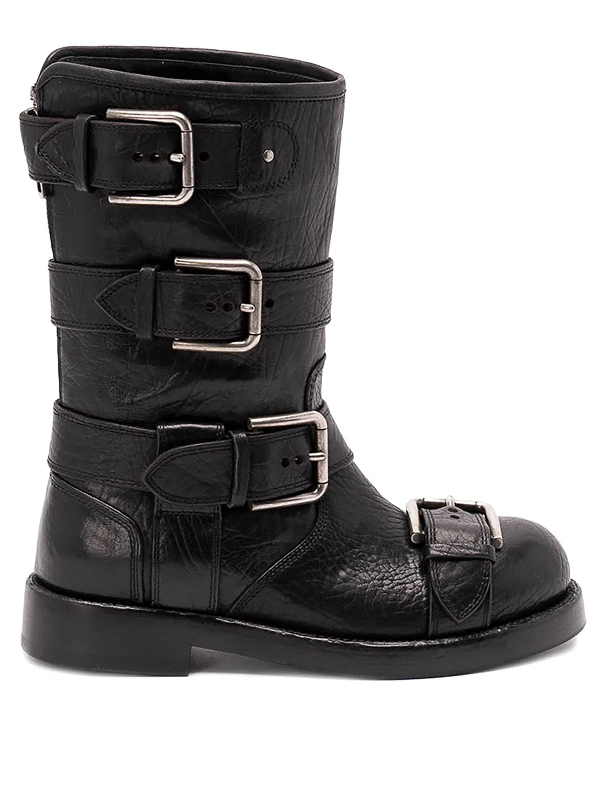 Dolce & Gabbana Women Black Ankle Boots With All-over Buckles In Leather Woman In Black