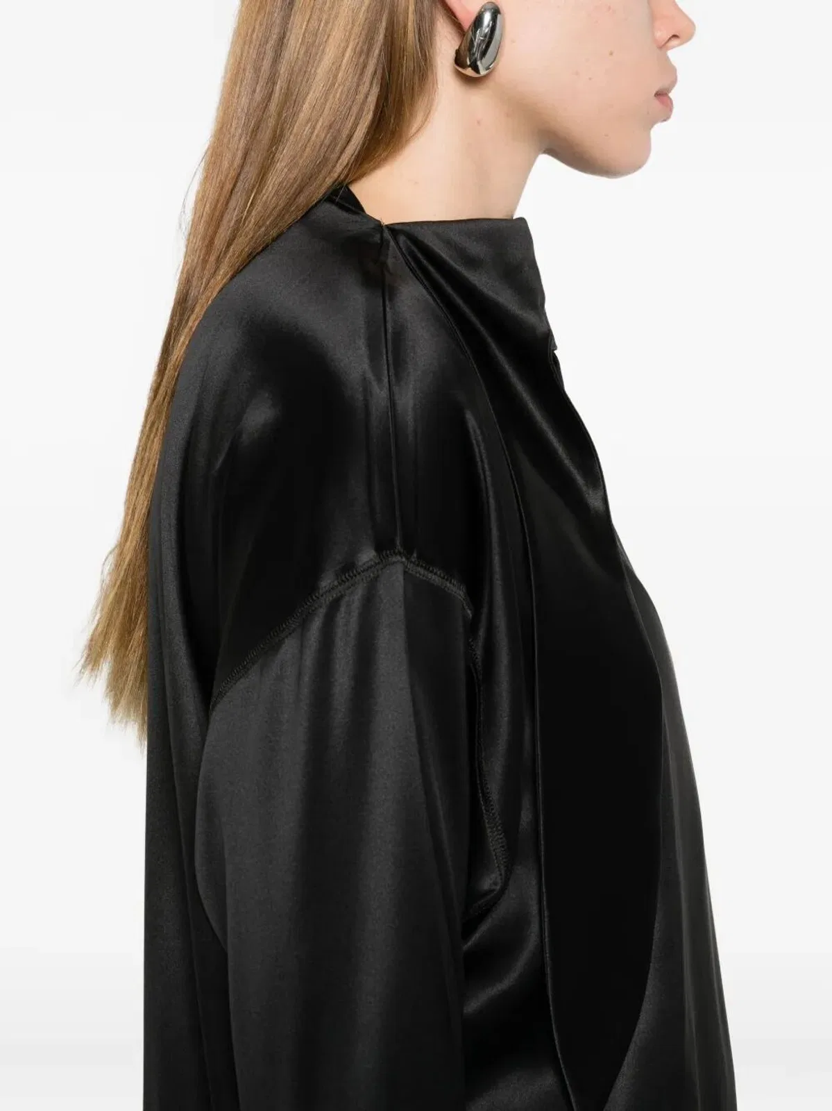 Phoebe Philo Liquid Knot Collar Top In Black