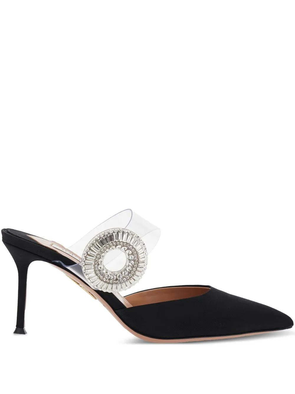 75Mm Crystal Hoop Pointed Toe Mules
