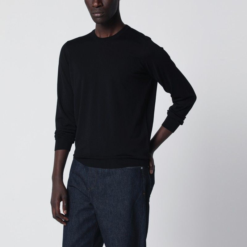 Black Wool Crewneck Sweater