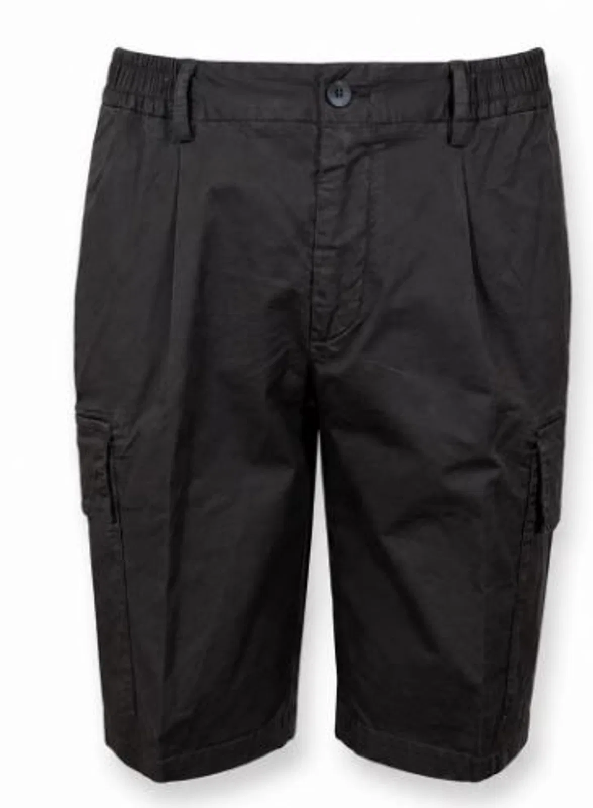 Black Cotton Pleated Detailing Shorts