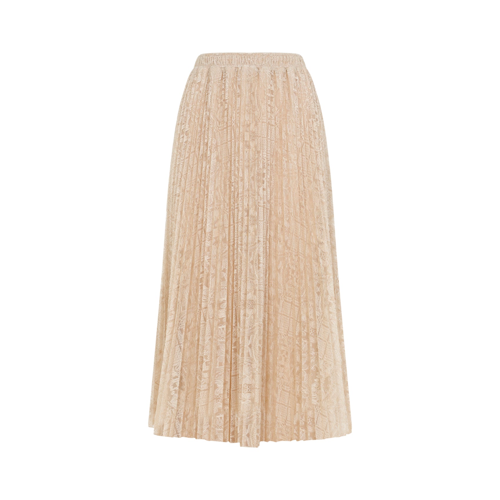 Pink Lace Cotton Midi Skirt