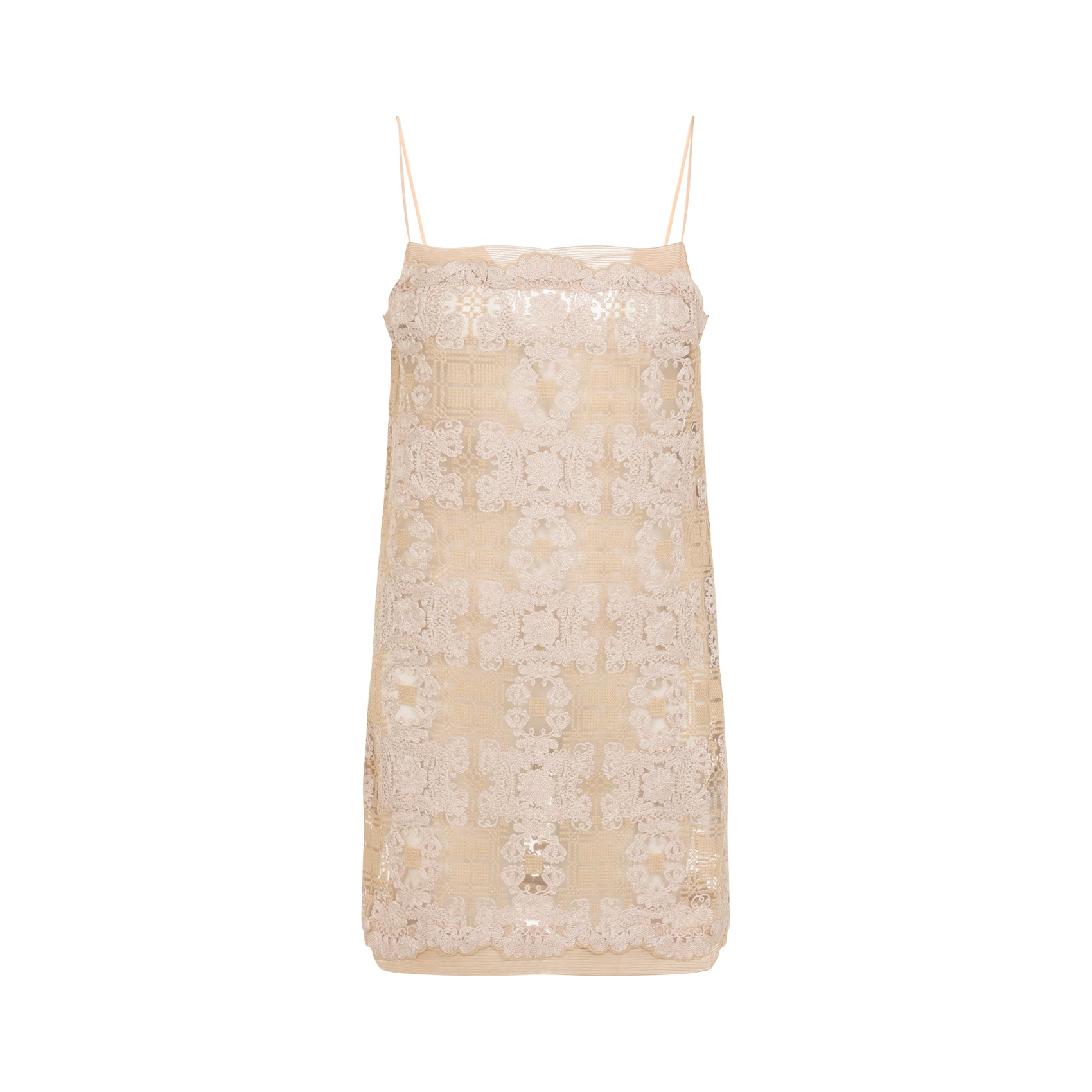Beige Polyester Mini Dress