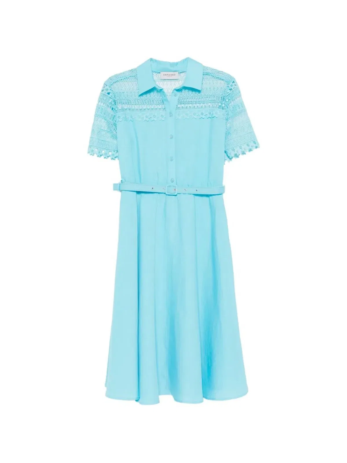 Turquoise Viscose Belted Dress