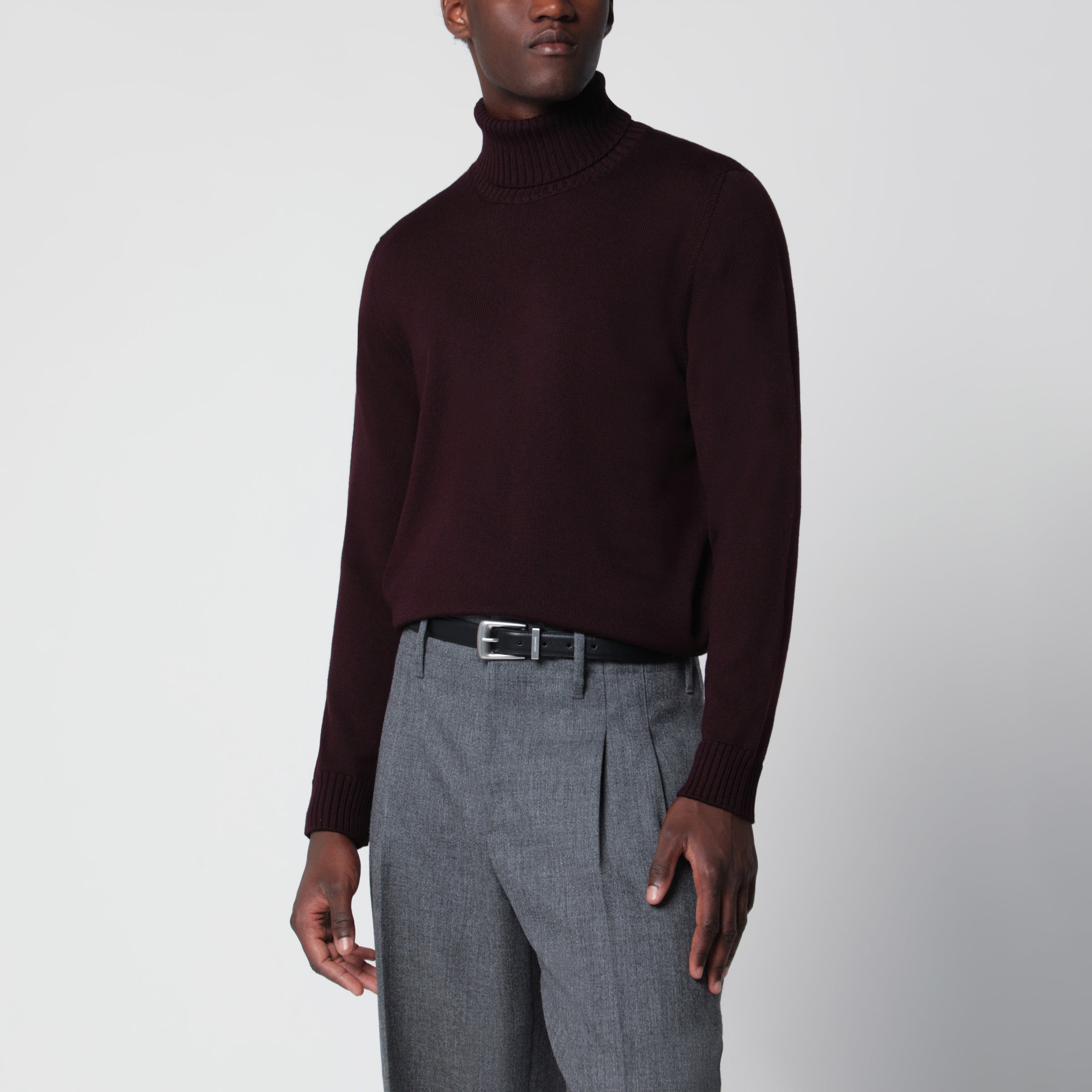 Black Navy Wool Turtleneck Sweater