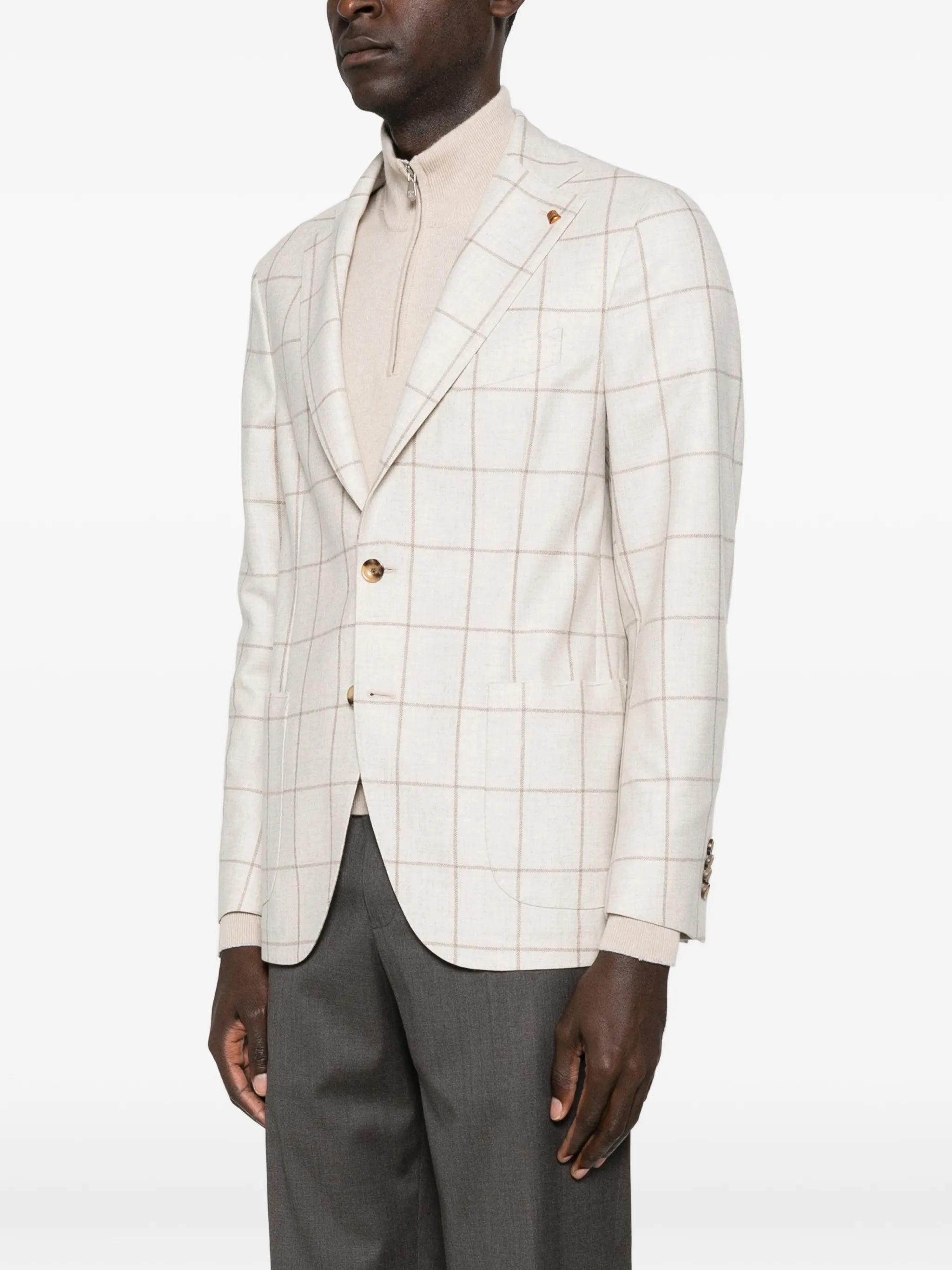 Latorre Grid-pattern Blazer In Animal Print