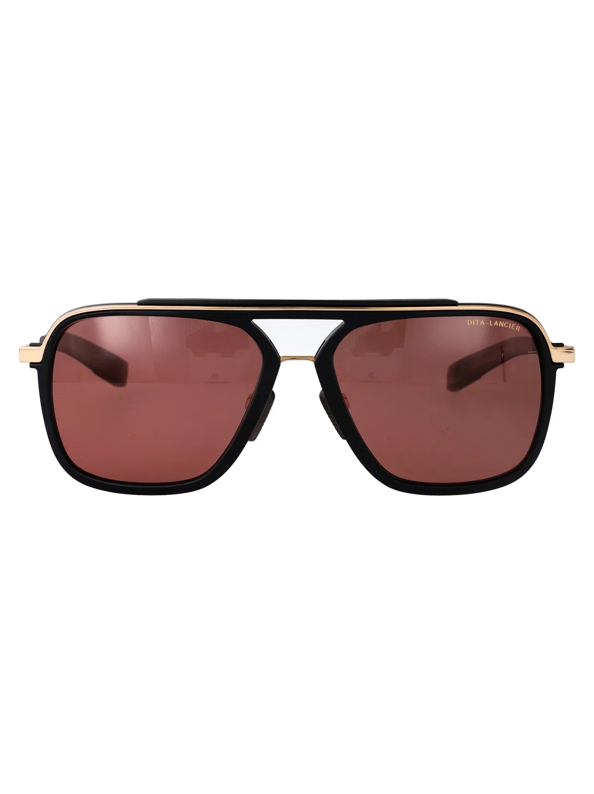 Black/White Gold Metal/Acetate Sunglasses