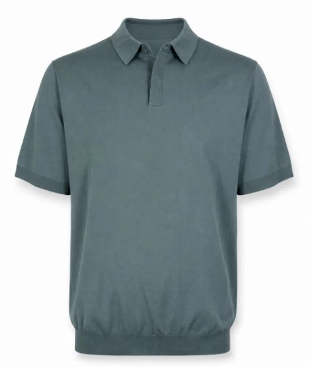 Lichen Green Knitted Polo Collar T-Shirts Polos