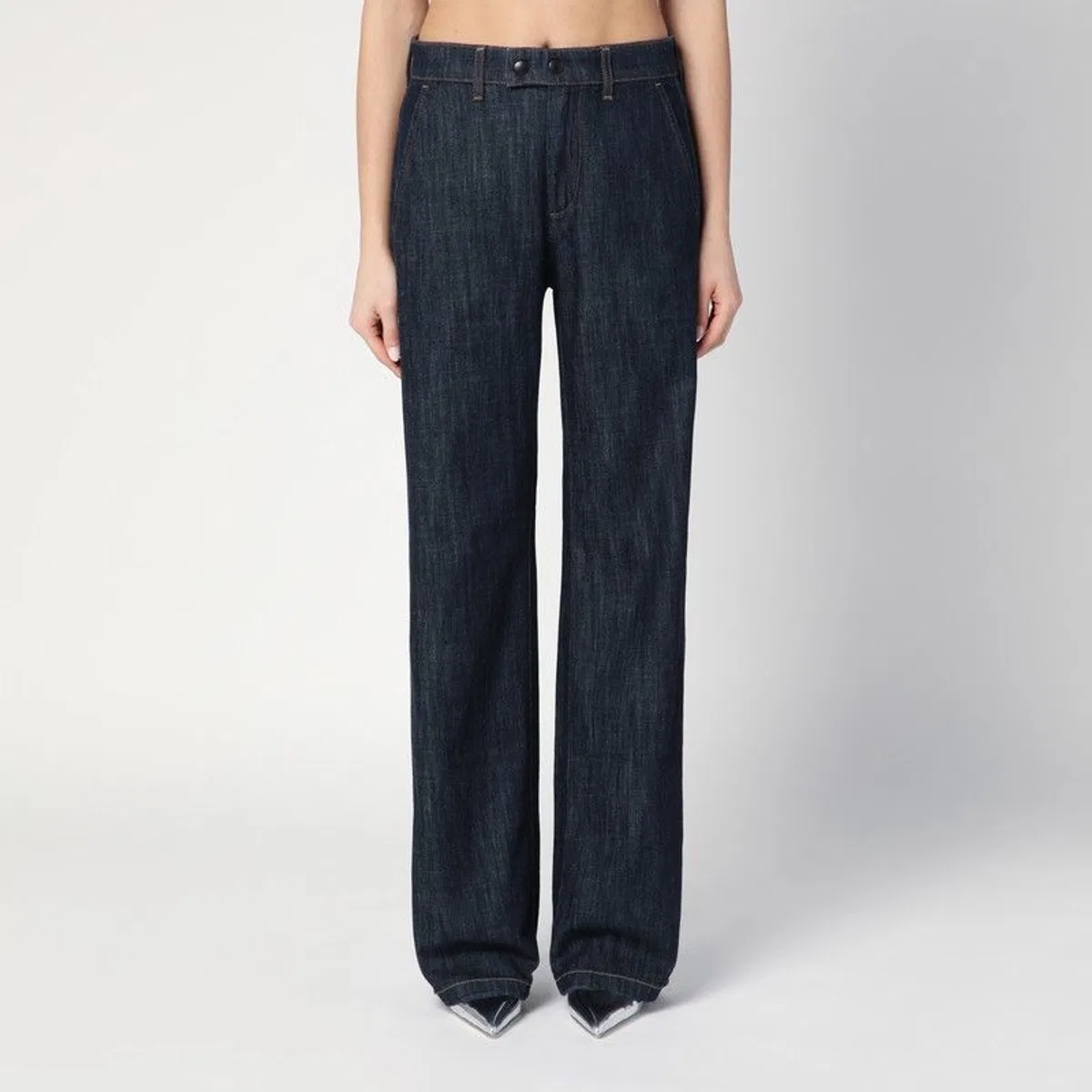 Straight-Leg Mouning Dark Blue Jeans