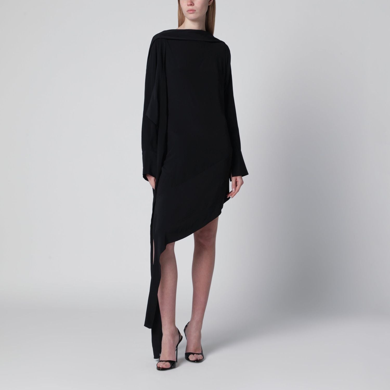 Black Asymmetric Silkblend Dress