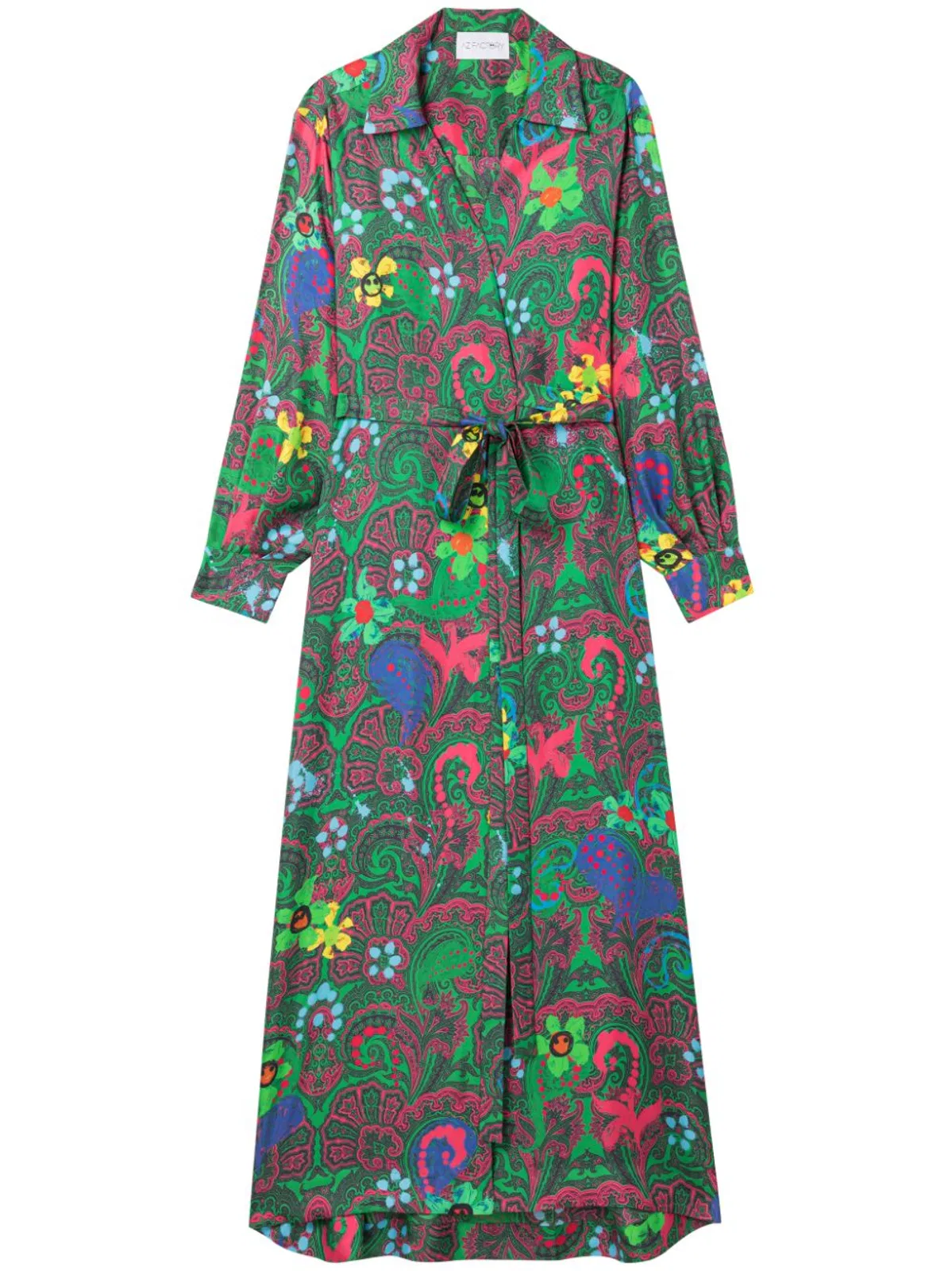 Paisley Print Long Wrap Dress