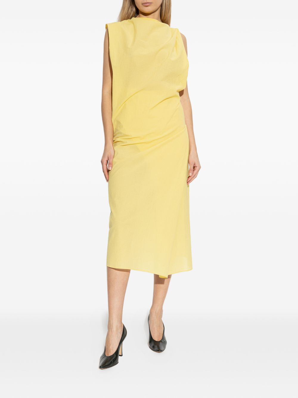 Yellow Sleeveless Drap Maxi Dress