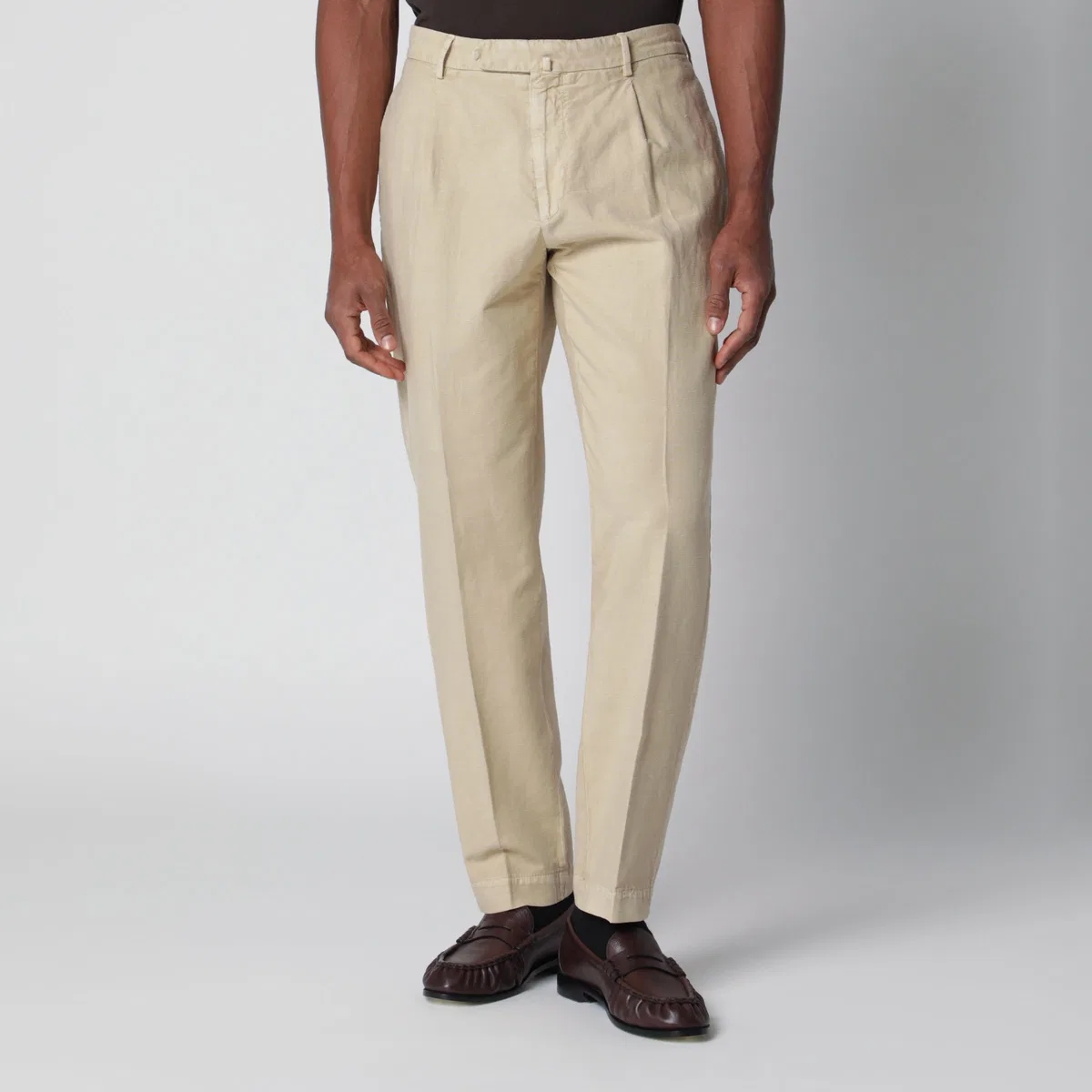 Écru Trousers In Cotton And Linen