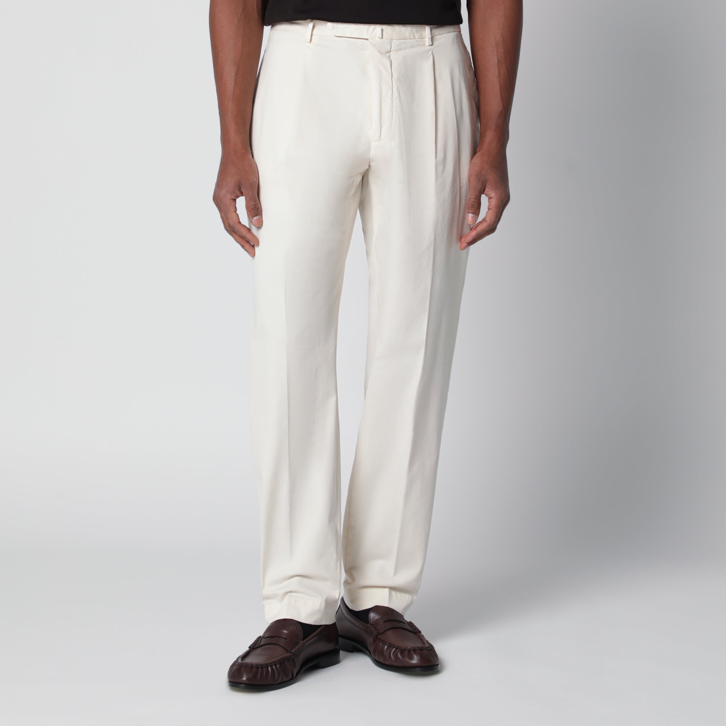 White Trousers In Cotton