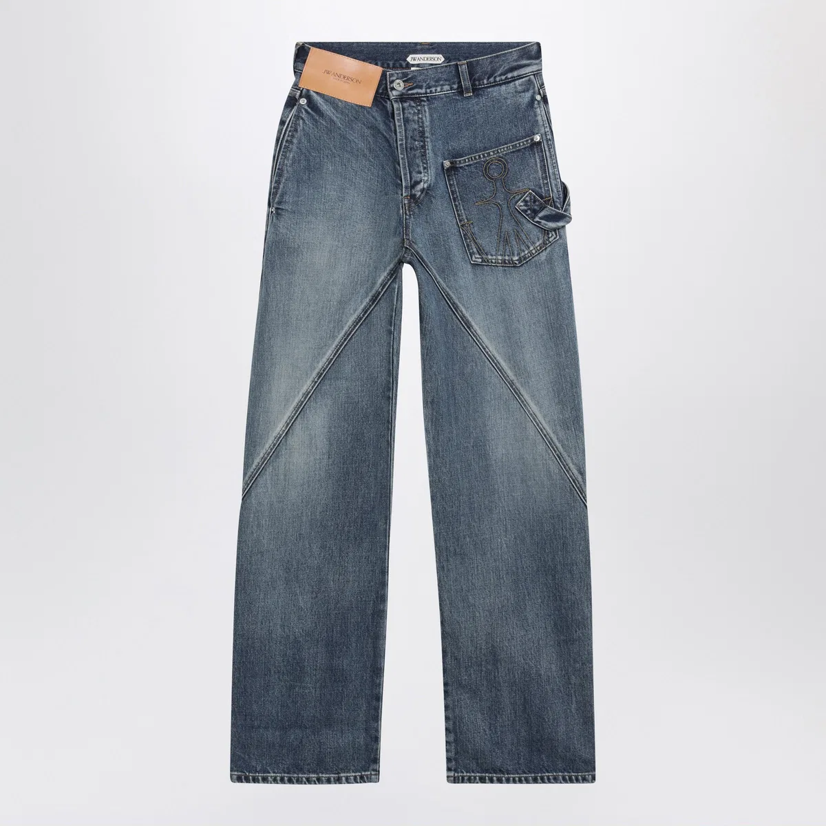 Workwear Twisted Mid Blue Cotton Jeans
