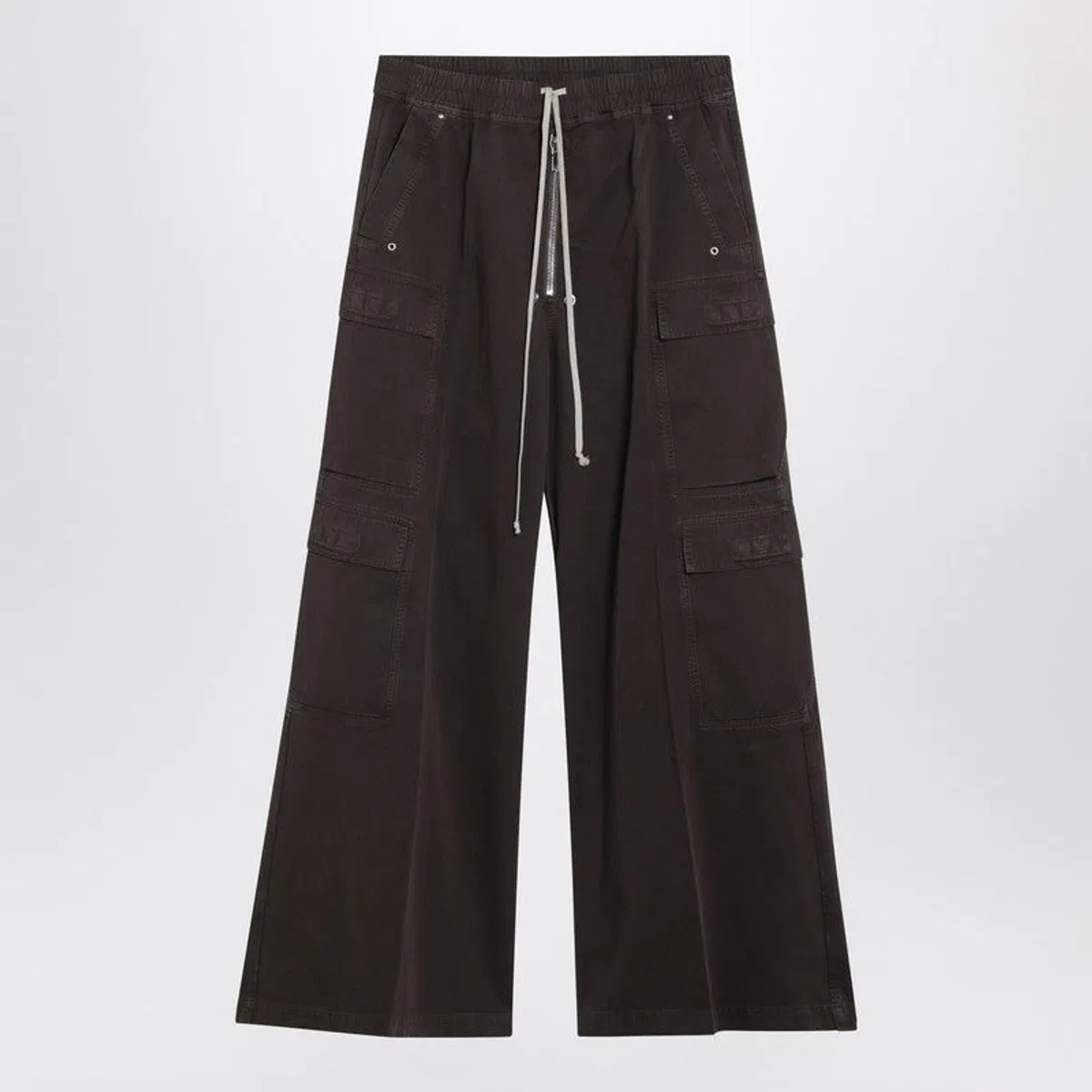 Dark Powder Grey Nylon Double Cargo Jumbo Belas Trousers