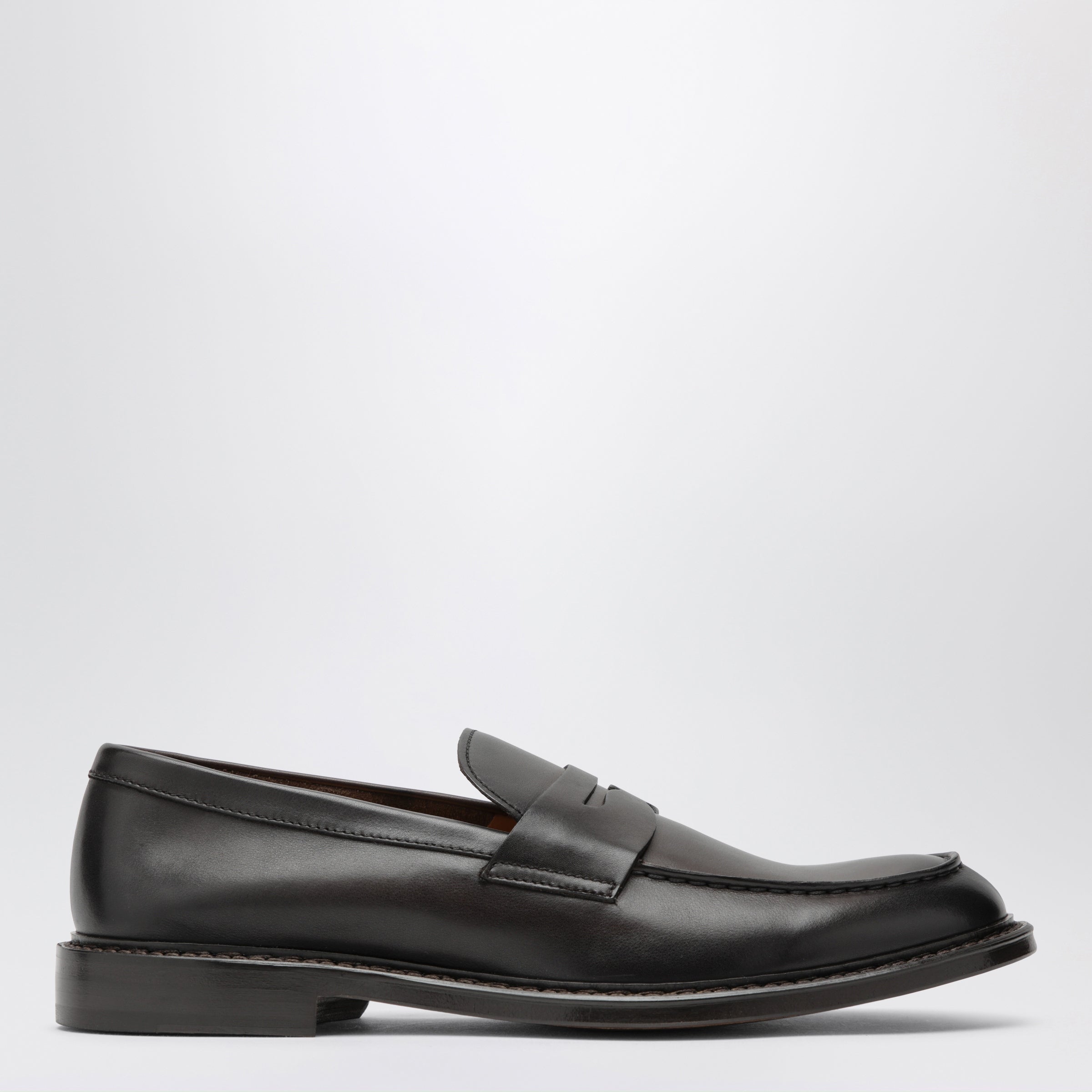 Brown Penny Loafers In Leather