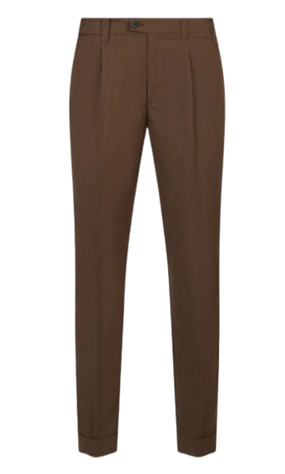 Brown Cotton Pressed Crease Trousers