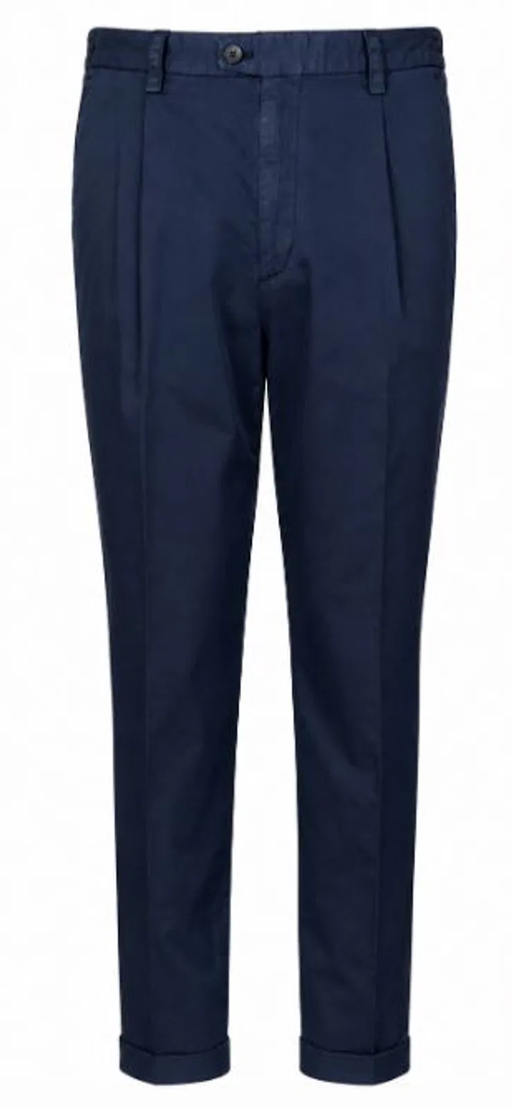 Blue Cotton Pressed Crease Trousers