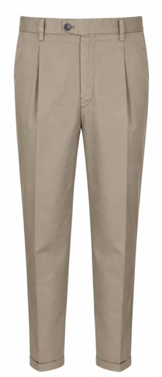 Brown Cotton Double Pleat Trousers